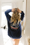 100% EMBROIDERED HOODIE- NAVY BLUE