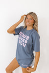 JESUS LOVES YOU TEE- VINTAGE BLUE & LIGHT PINK