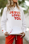 JESUS LOVES YOU HOODIE- WHITE AND RED