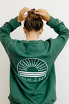 HEAVYWEIGHT CREW SWEATSHIRT- GREEN & WHITE
