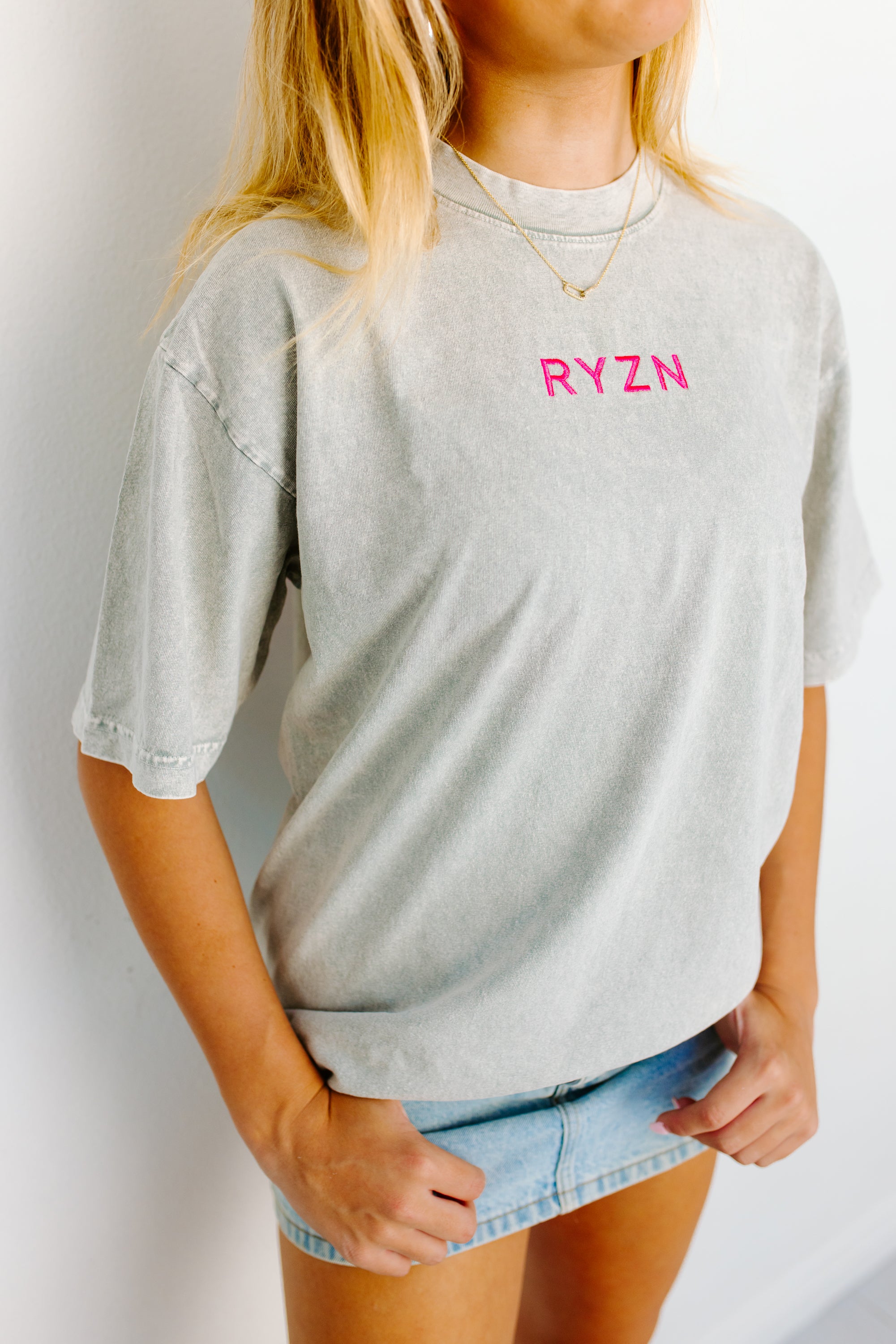 OVERSIZED T-SHIRT-STONEWASH-PINK