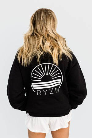 HOODIE- BLACK + WHITE & PINK