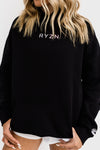 HOODIE- BLACK + WHITE & PINK