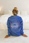 100% EMBROIDERED HOODIE- ROYAL BLUE HEATHER