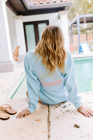 100% EMBROIDERED CREW- LIGHT BLUE